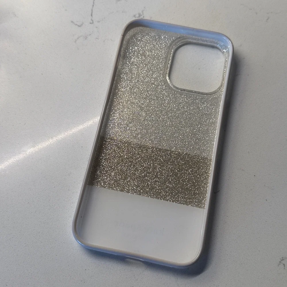 Kate‎ Spade 16 Pro Max iPhone Glittery Silver and Gold Phone Case - Picture 3 of 4